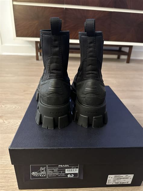 prada re-edition 2000|Prada monolith gabardine boots.